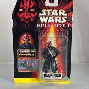 1998 Hasbro Star Wars Darth Maul Dbl Bladed Lightsaber CommTech Action Figure